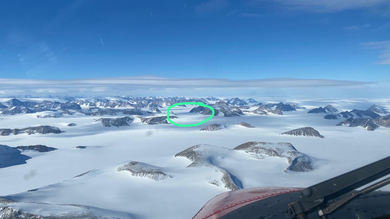 Flask Glacier from a distance, circled