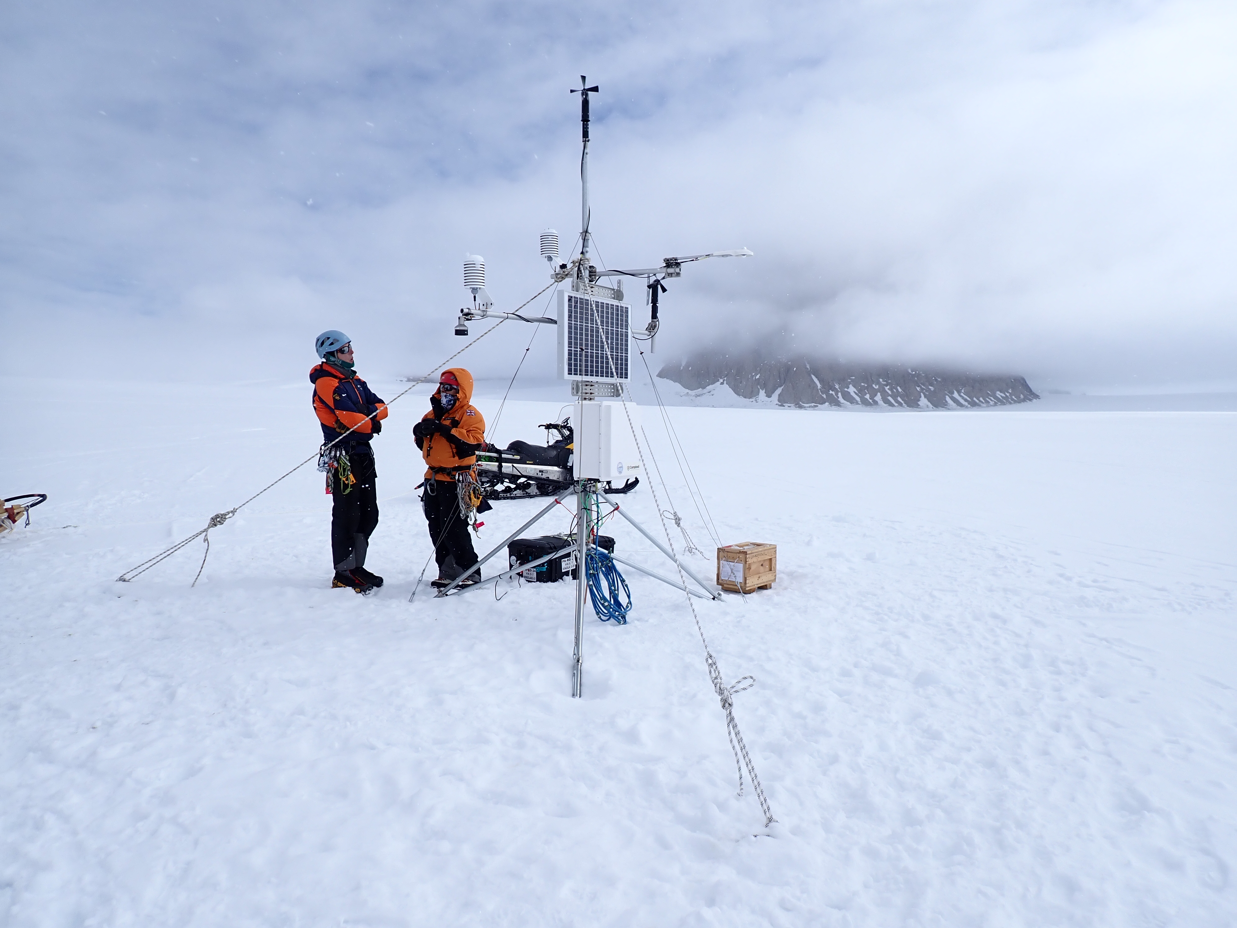 a weather station on flask glacier