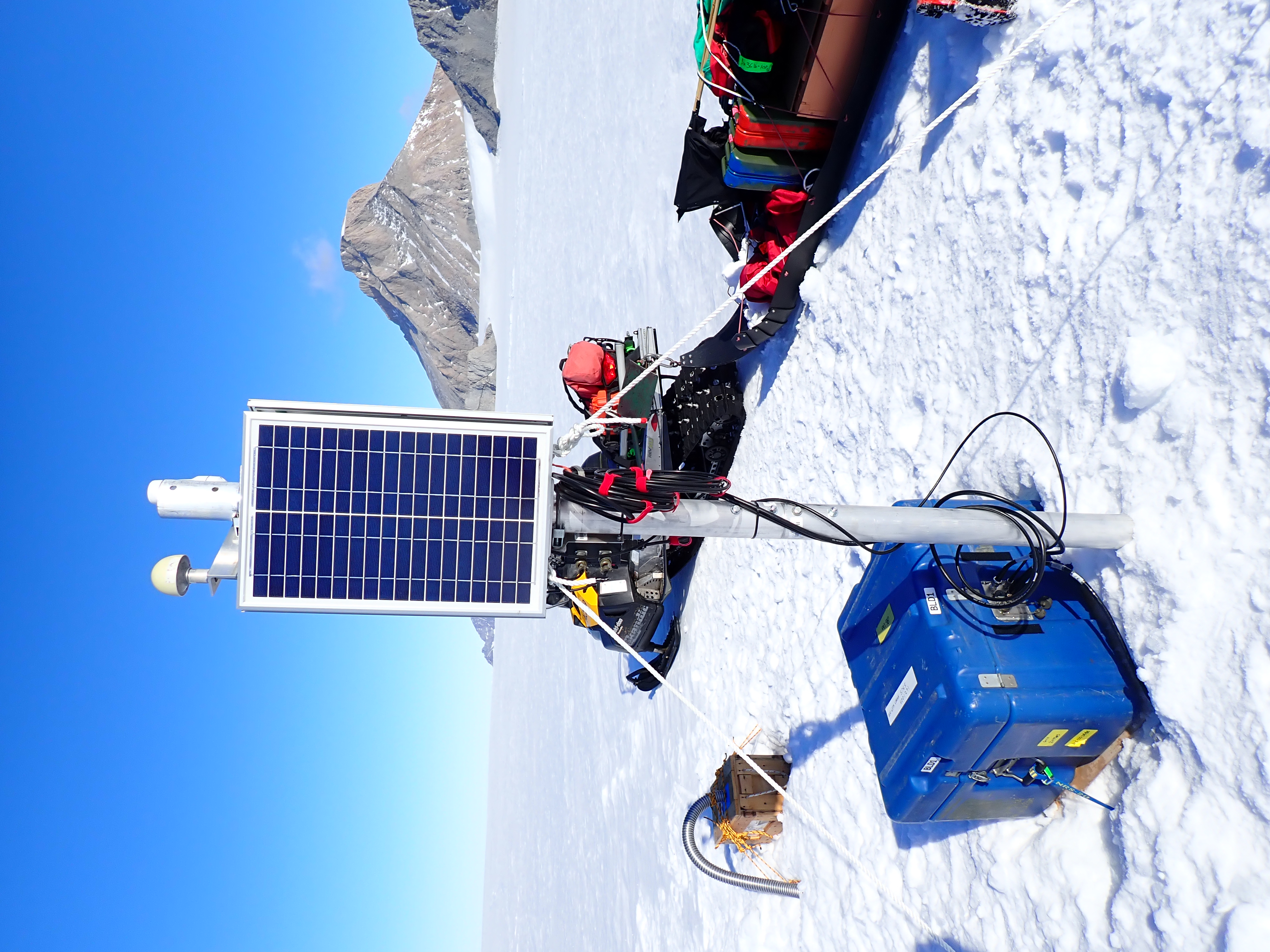 a gnss station and a seismic station on flask glacier