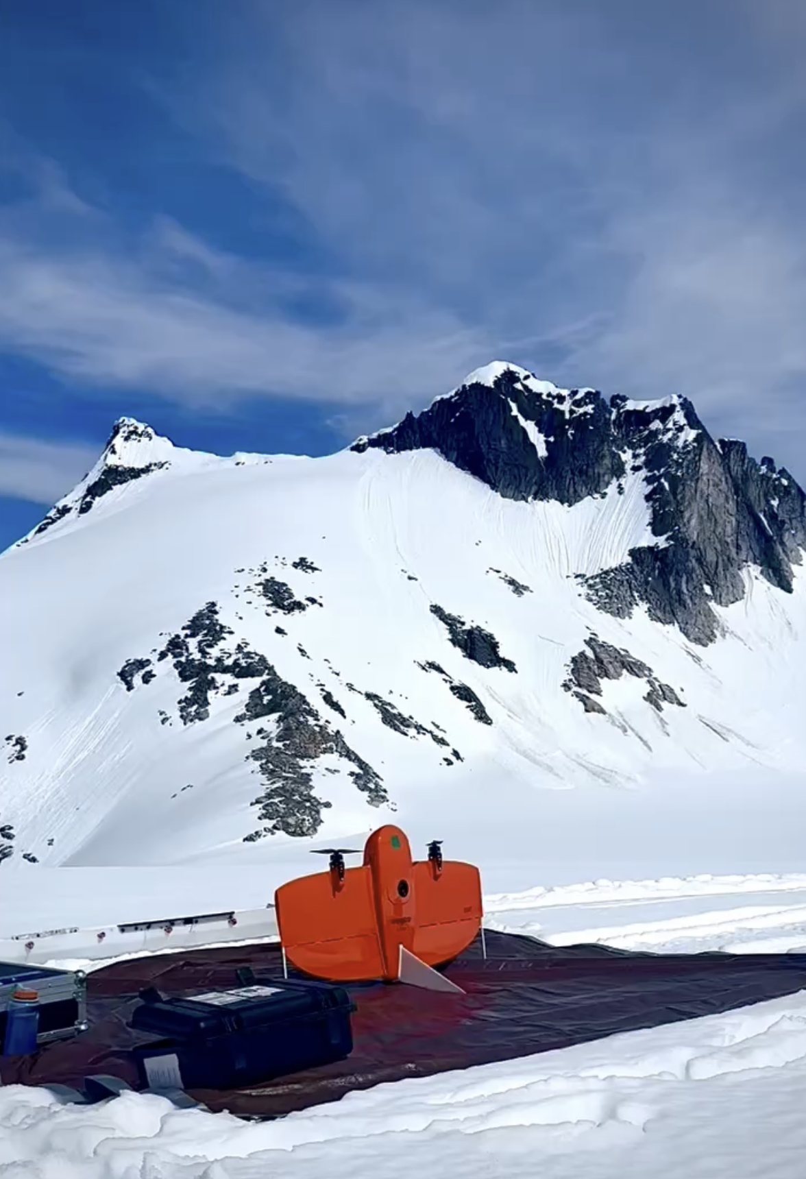 Wingtra UAS flying over a glacier