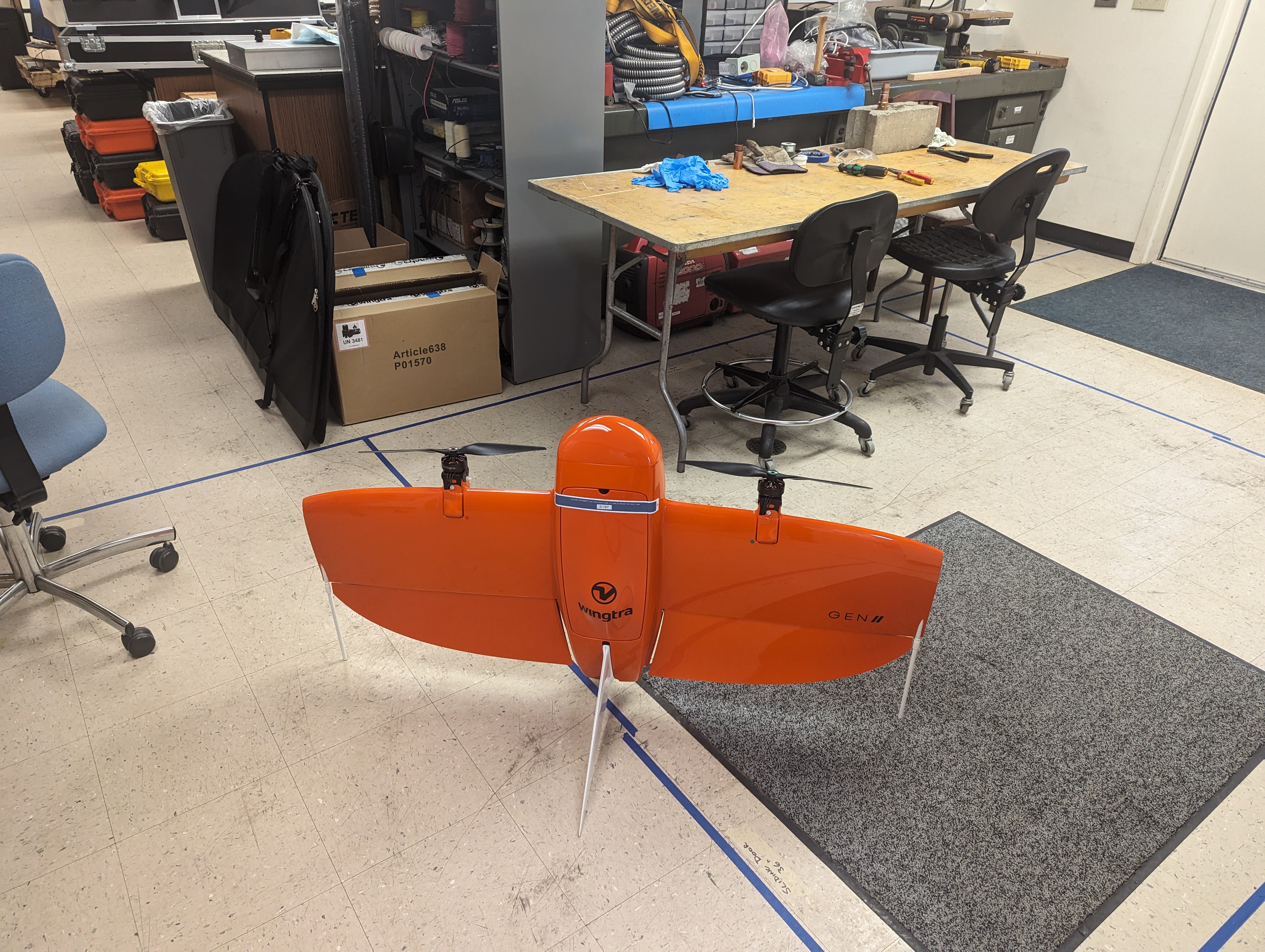 Wingtra UAS assembled in the lab